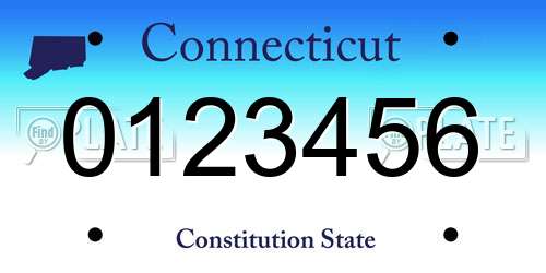 0123456 Connecticut License Plate