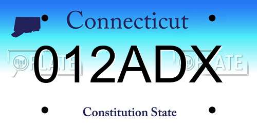 012ADX Connecticut License Plate