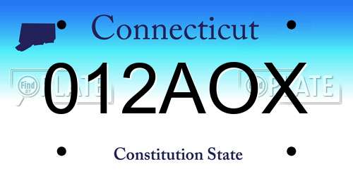 012AOX Connecticut License Plate
