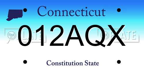 012AQX Connecticut License Plate