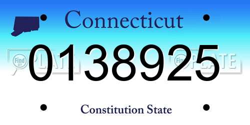 0138925 Connecticut License Plate