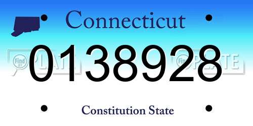 0138928 Connecticut License Plate