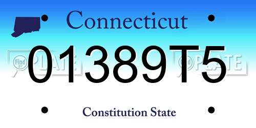 01389T5 Connecticut License Plate