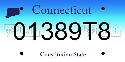 01389T8 Connecticut License Plate