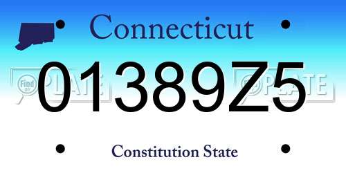 01389Z5 Connecticut License Plate