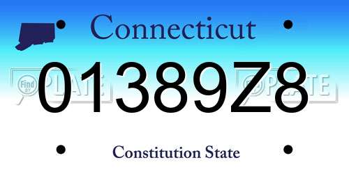 01389Z8 Connecticut License Plate