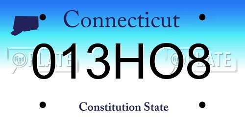 013HO8 Connecticut License Plate