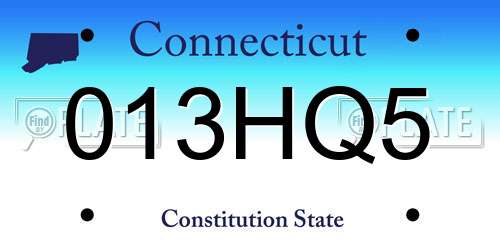 013HQ5 Connecticut License Plate