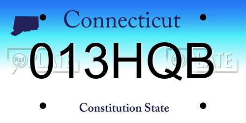 013HQB Connecticut License Plate
