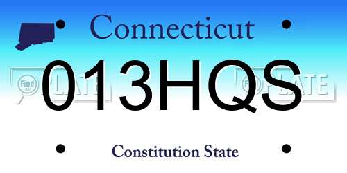 013HQS Connecticut License Plate