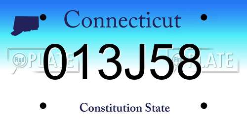 013J58 Connecticut License Plate