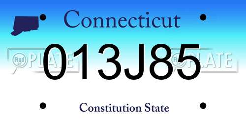 013J85 Connecticut License Plate