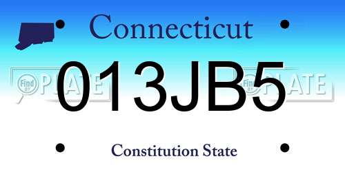 013JB5 Connecticut License Plate