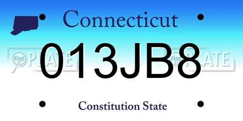 013JB8 Connecticut License Plate