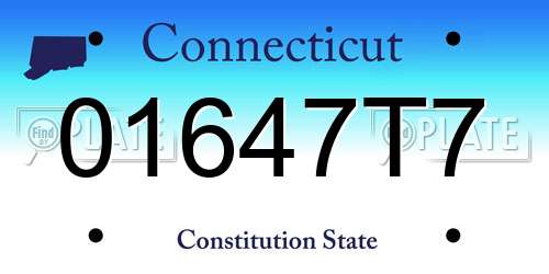 01647T7 Connecticut License Plate