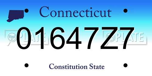01647Z7 Connecticut License Plate