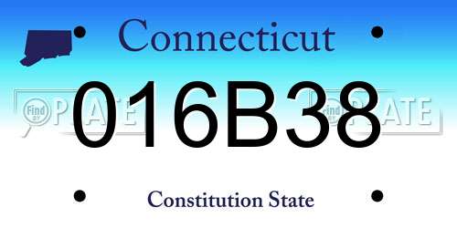 016B38 Connecticut License Plate