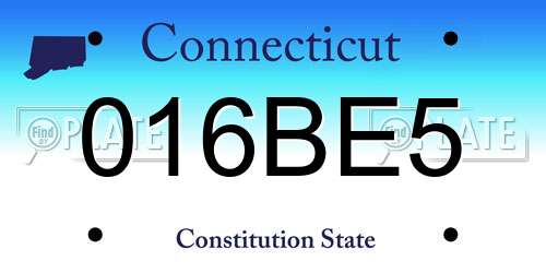 016BE5 Connecticut License Plate