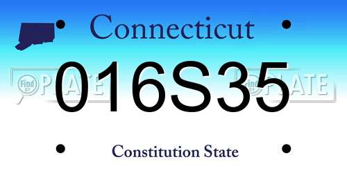 016S35 Connecticut License Plate