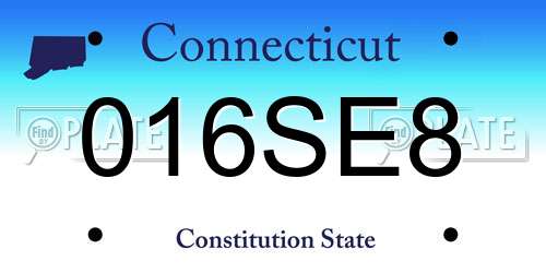 016SE8 Connecticut License Plate