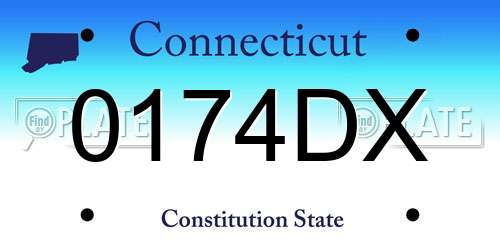0174DX Connecticut License Plate