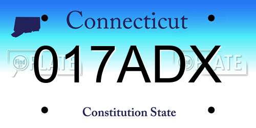 017ADX Connecticut License Plate