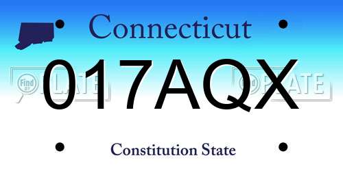 017AQX Connecticut License Plate