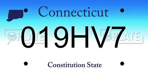 019HV7 Connecticut License Plate