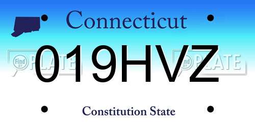 019HVZ Connecticut License Plate