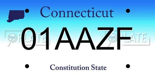01AAZF Connecticut License Plate