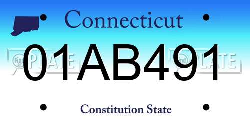 01AB491 Connecticut License Plate