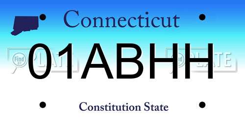 01ABHH Connecticut License Plate