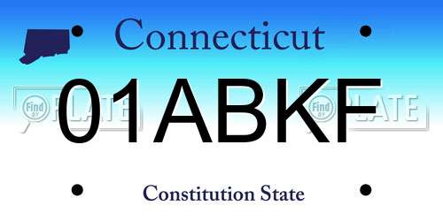 01ABKF Connecticut License Plate