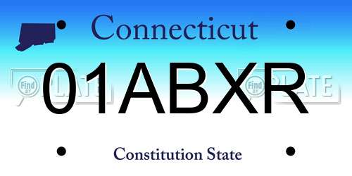 01ABXR Connecticut License Plate