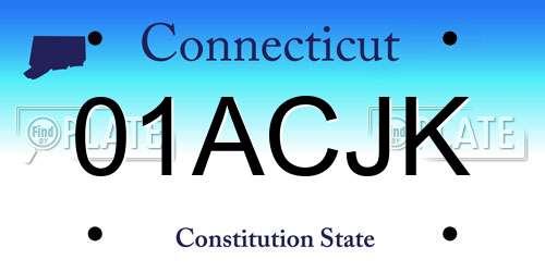 01ACJK Connecticut License Plate