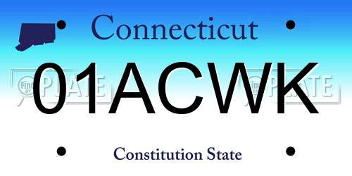 01ACWK Connecticut License Plate
