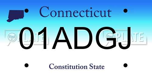01ADGJ Connecticut License Plate