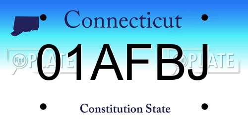 01AFBJ Connecticut License Plate