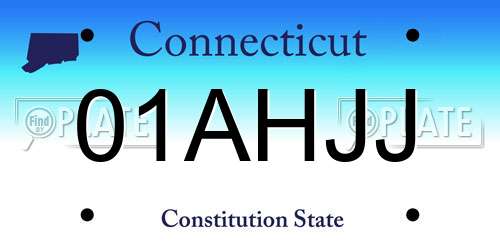 01AHJJ Connecticut License Plate