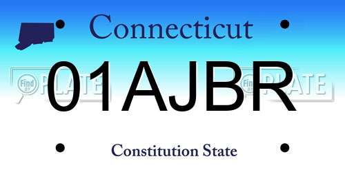 01AJBR Connecticut License Plate