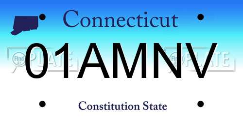 01AMNV Connecticut License Plate