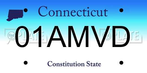 01AMVD Connecticut License Plate