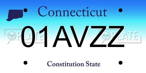 01AVZZ Connecticut License Plate