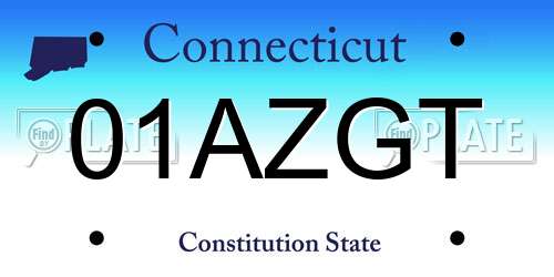 01AZGT Connecticut License Plate