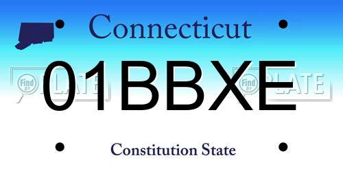 01BBXE Connecticut License Plate