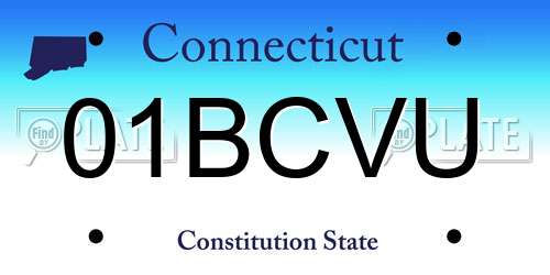 01BCVU Connecticut License Plate
