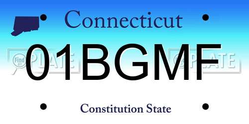 01BGMF Connecticut License Plate