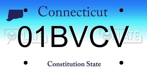 01BVCV Connecticut License Plate