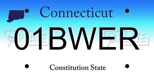 01BWER Connecticut License Plate