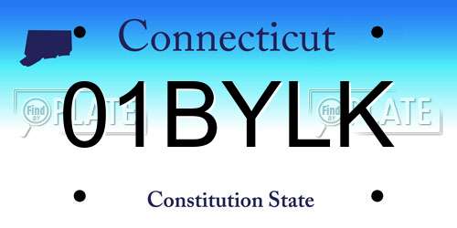 01BYLK Connecticut License Plate
